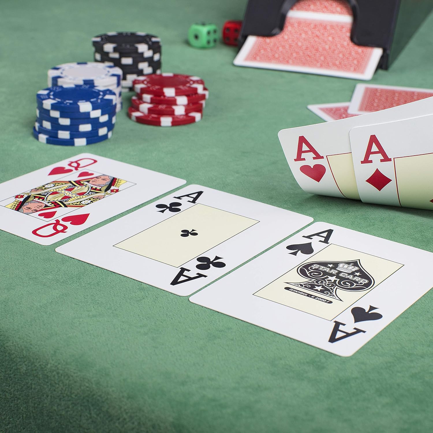 Star Premium Poker Set, First Class Elite Casino Style Poker Set Including Poker Chips, Two Poker Decks, Two Dices, Game for Adults