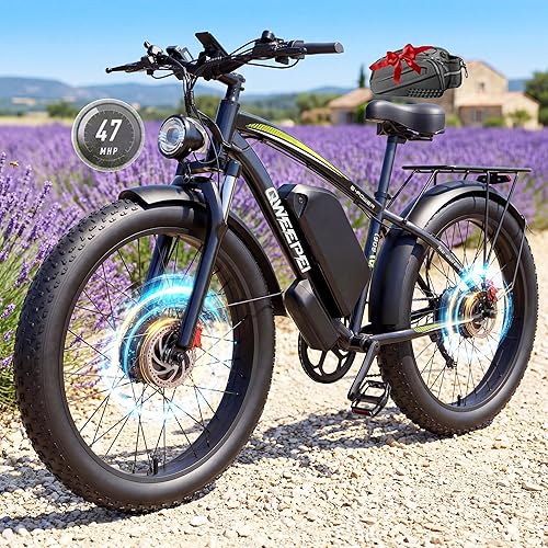 Peak 9000W 52V Dual Motor Ebike 40-47MPH Ebike for Adults 34AH Battery 105 Miles Range 24 Inch Fat Tire Commuter Mountain Dirt Electric Bike for All Terrain