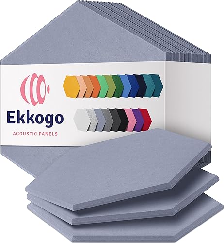 Miniatura 115 de Paneles insonorizantes de alta densidad para pared, forma cuadrada, paquete de 12 unidades de 12" x 12" x 0.4", color gris guijarro Gris (Pebble