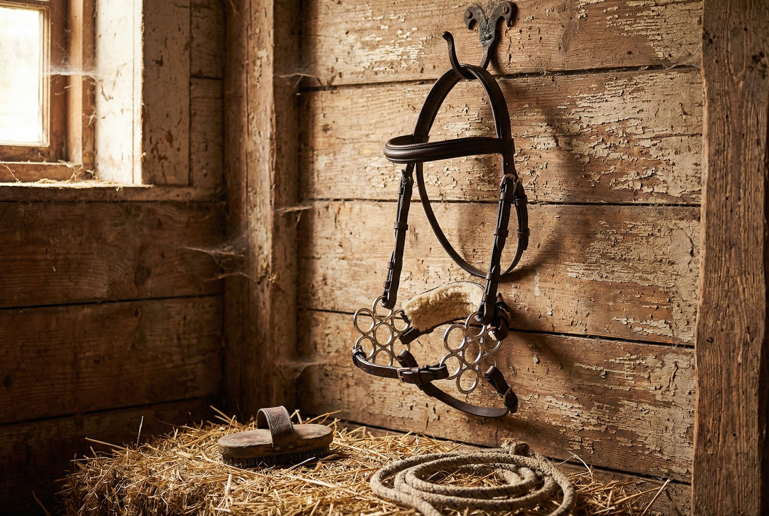 Challenger Tack Hackamore 35H43 Hackamore Western-Fleece, gepolstert, Leder, Edelstahl, verstellbar, Braun