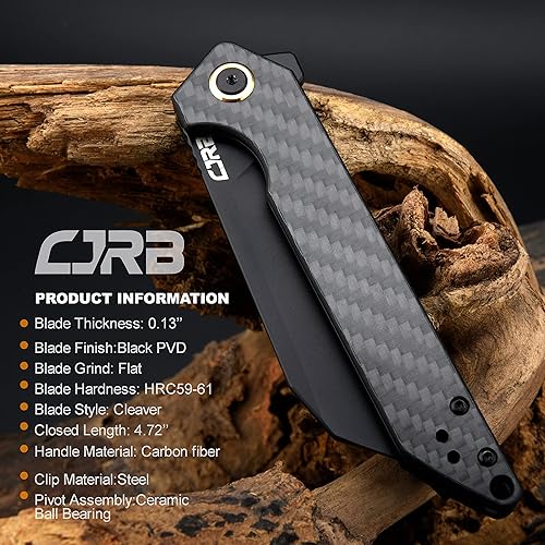 Miniatura 2 de CJRB CUTLERY Cuchillo plegable Rampart (J1907-BCF) AR-RPM9 Acero en polvo Negro Hoja PVD Hoja de fibra de carbono Mango Cuchillo de bolsillo EDC