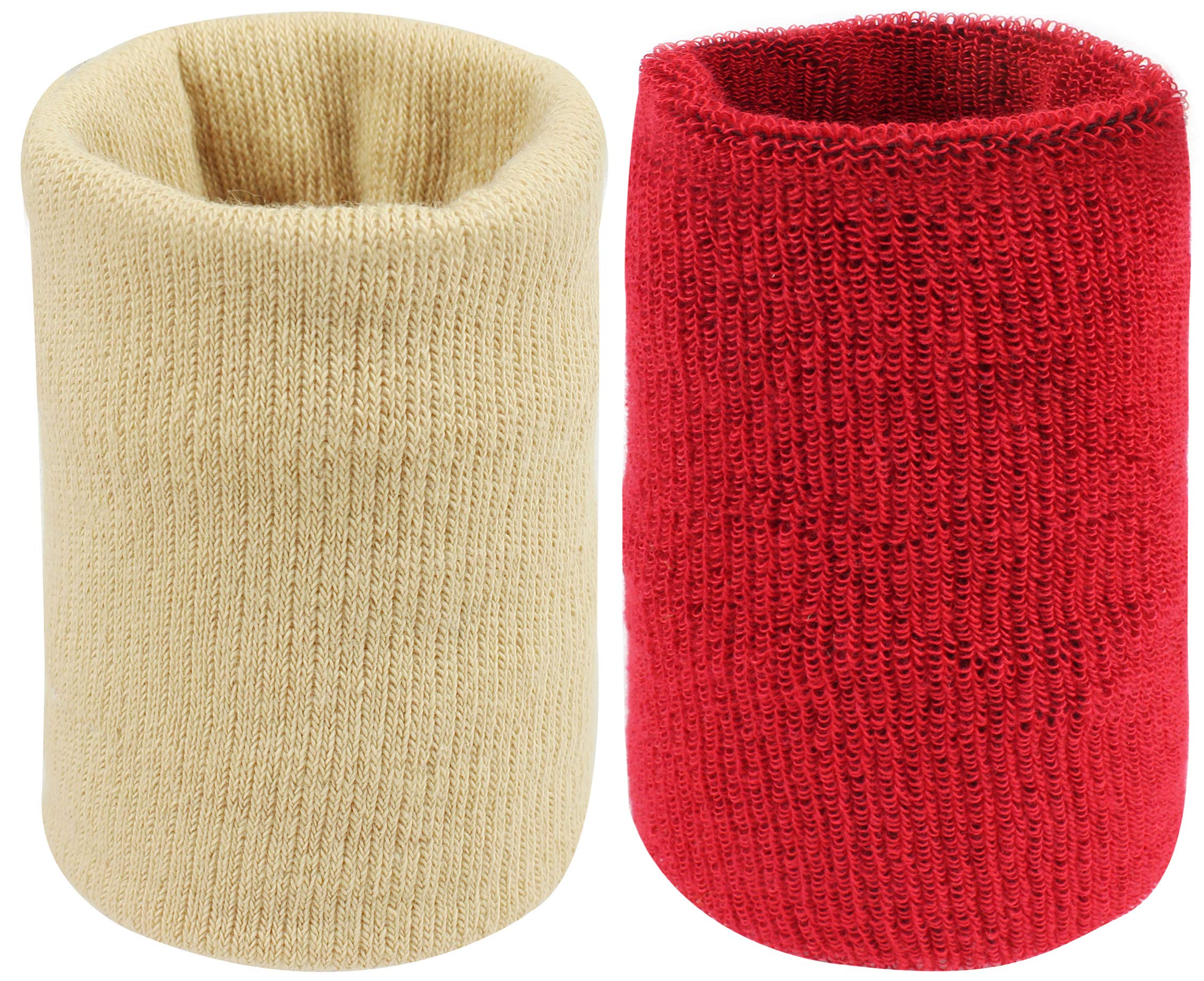 Neska Moda Unisex Beige and Maroon Pack of 2 Cotton Wrist Band-image-2