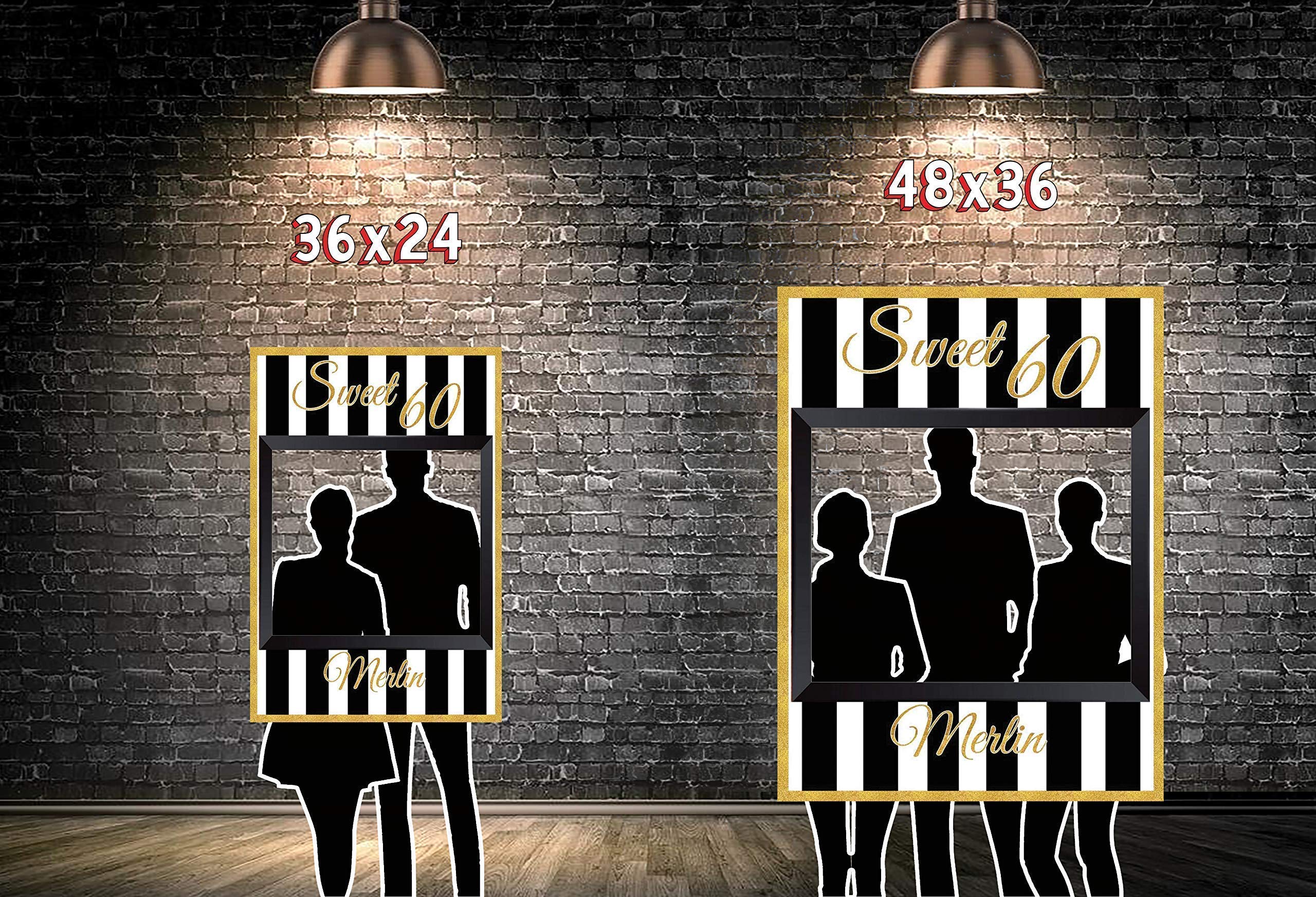 Sweet Birthday Party Photo Booth, Golden Trim Frame Prop, Size 36x24