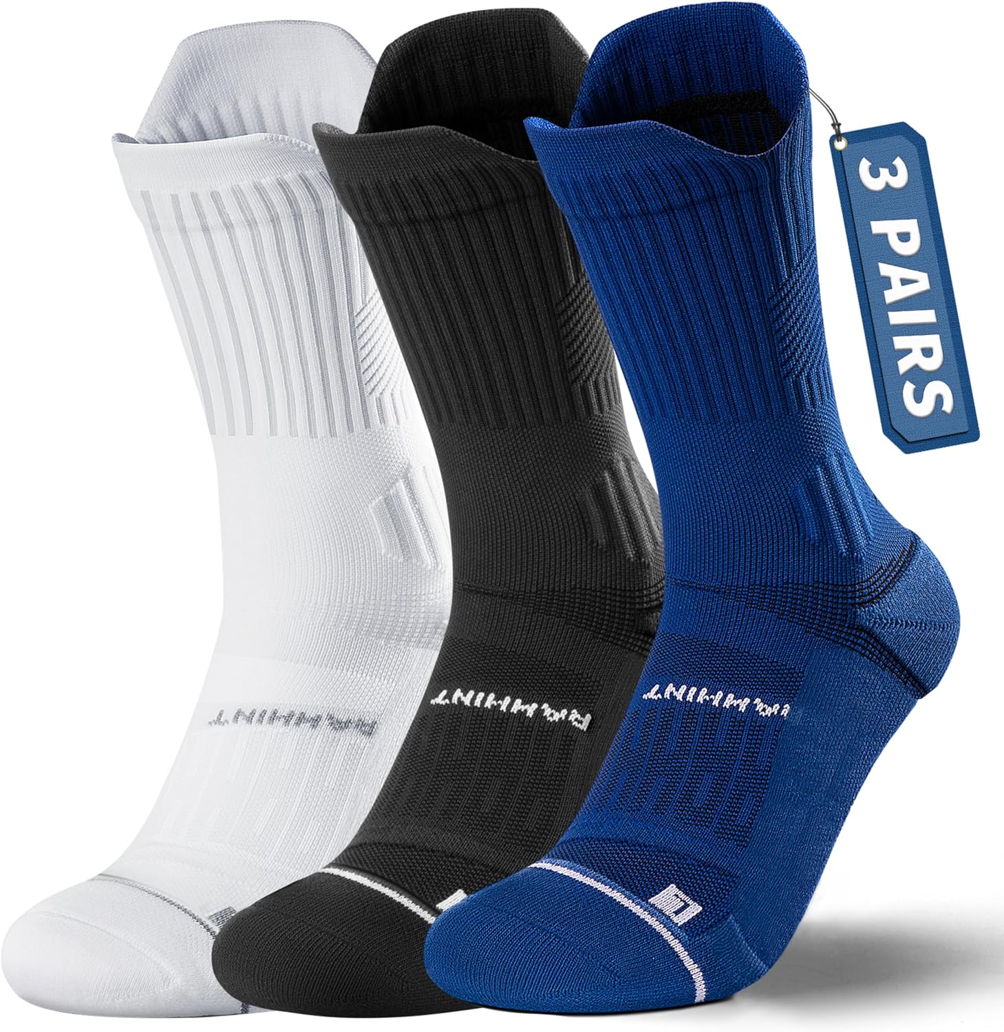 Rahhint Running Socks Crew for Long Run Coolmax Targeted Cushioned