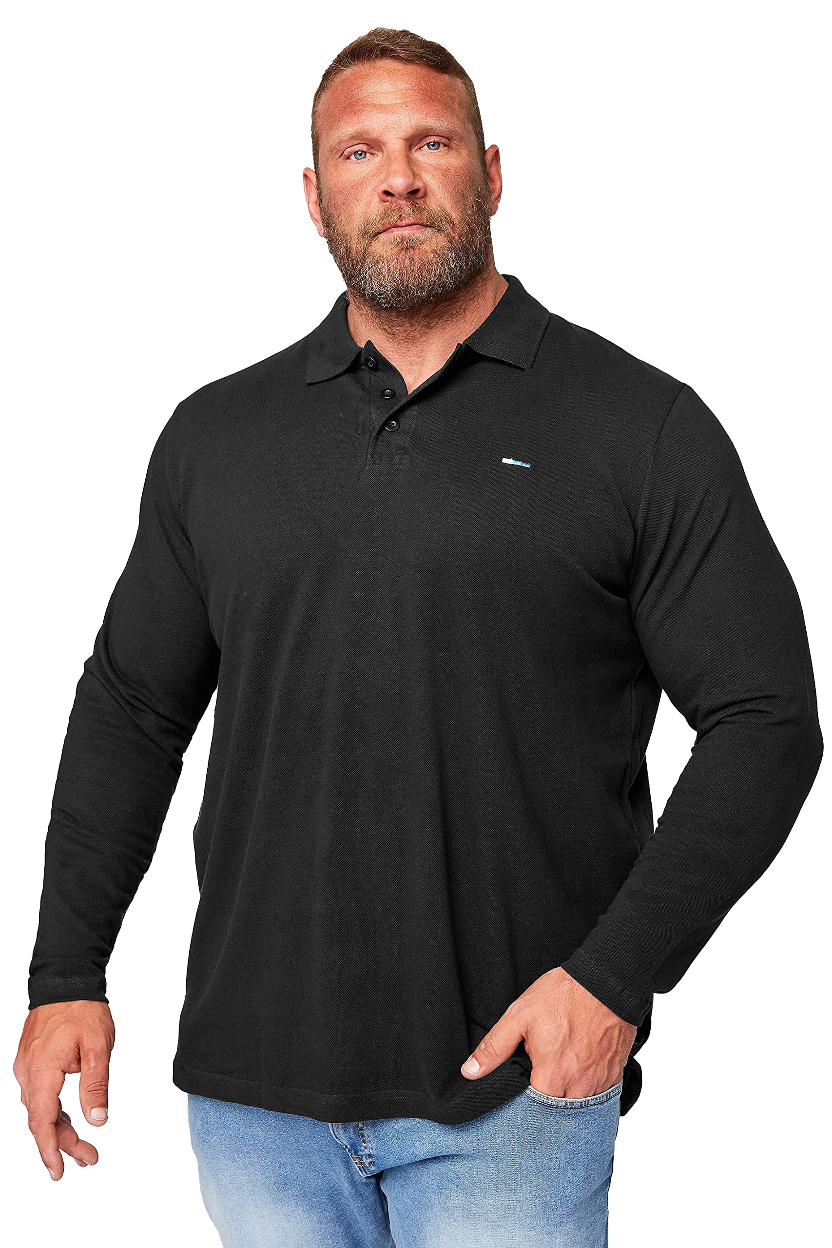 BadRhino Long Sleeve Polo Shirt - Dark Navy Cotton - Men's 7-8XL