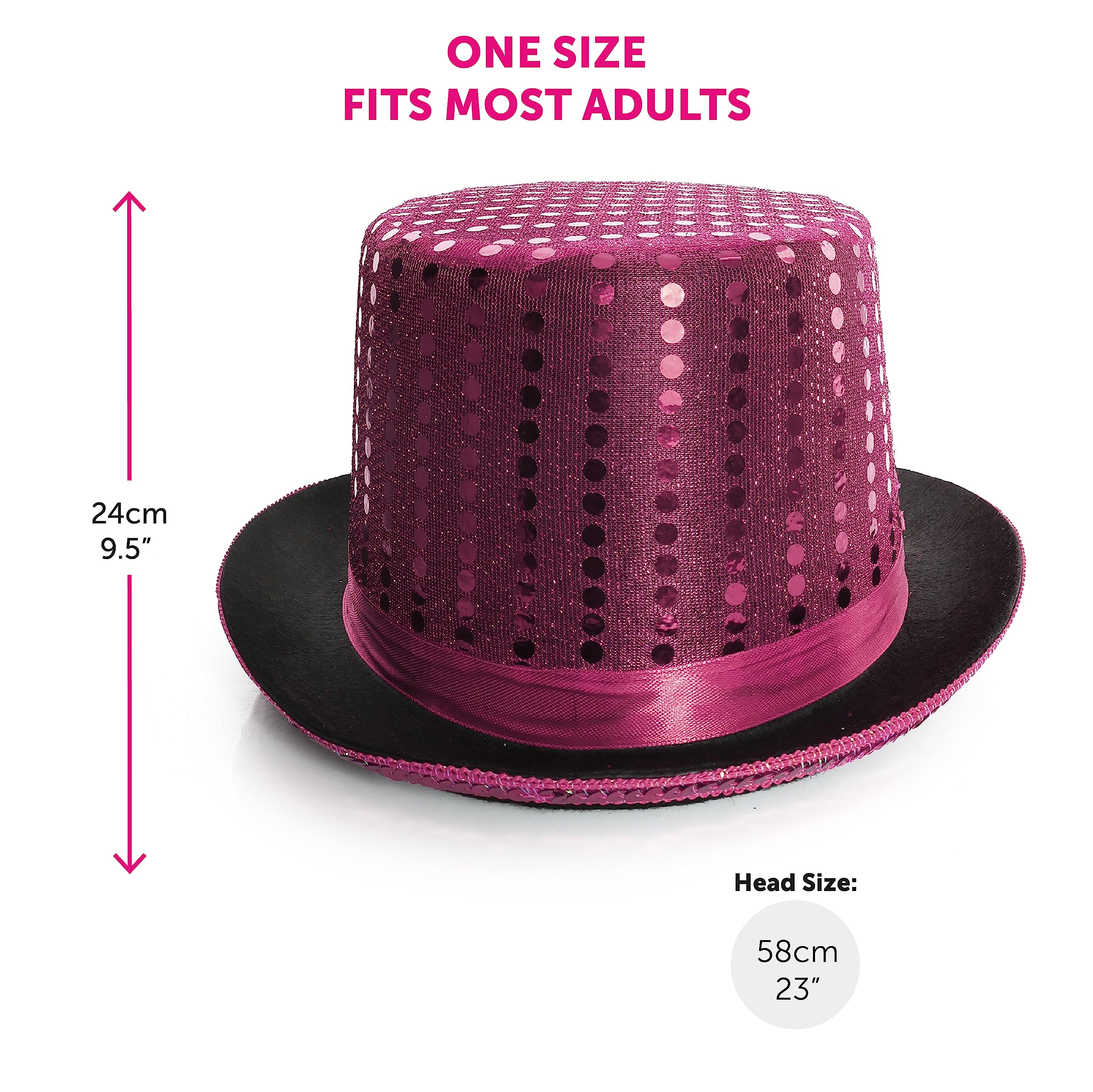 accesorio de sombrero de copa de lentejuelas para adultos - accesorio perfecto para espectáculos de danza - sombrero de maestro de ceremonias para hombre de las señoras (Rosa - Paquete de 6)