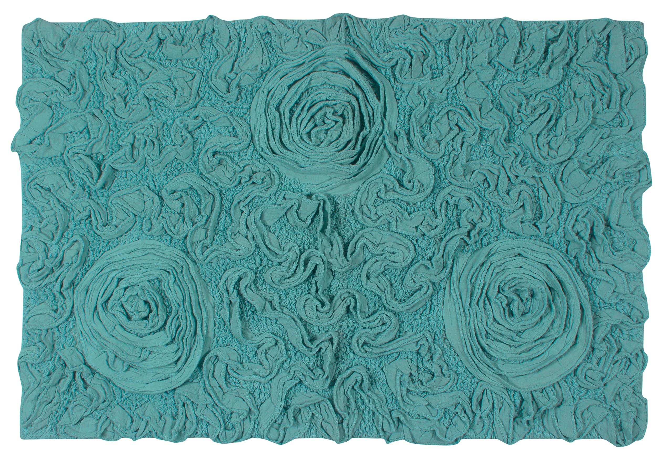 Home Weavers Bell Flower Collection chłonna bawełna, miękki dywanik łazienkowy, można prać w pralce i suszyć, 53 x 86 cm, turkusowy