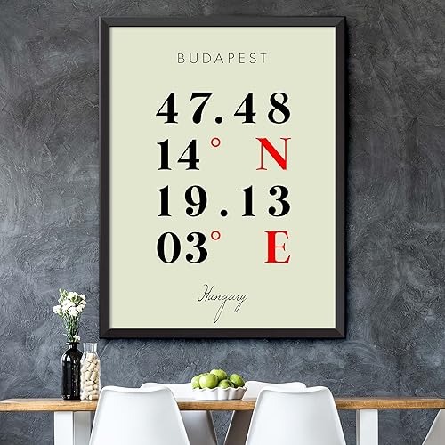 Miniatura 5 de Mapa de Budapest, Hungría, Coordenadas Multilíneas de colores (12x16)