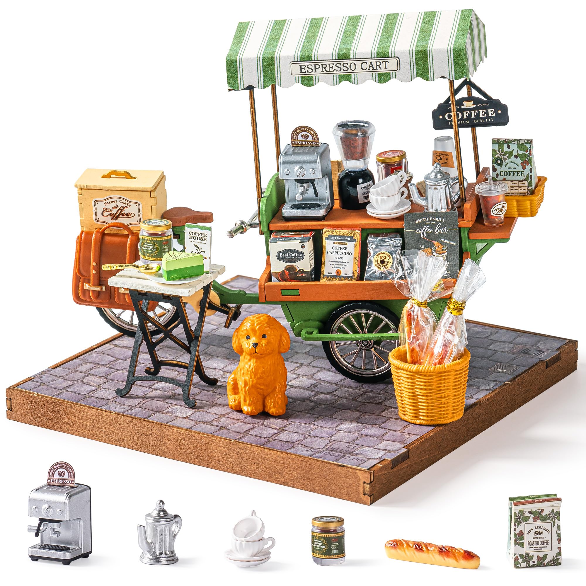 Rolife Casa de Muñecas Carrito de Café Aromático Casa en Miniatura de Madera Kit Modelo de Madera Book Nook Decoración del Hogar Regalo Creativo para Adultos