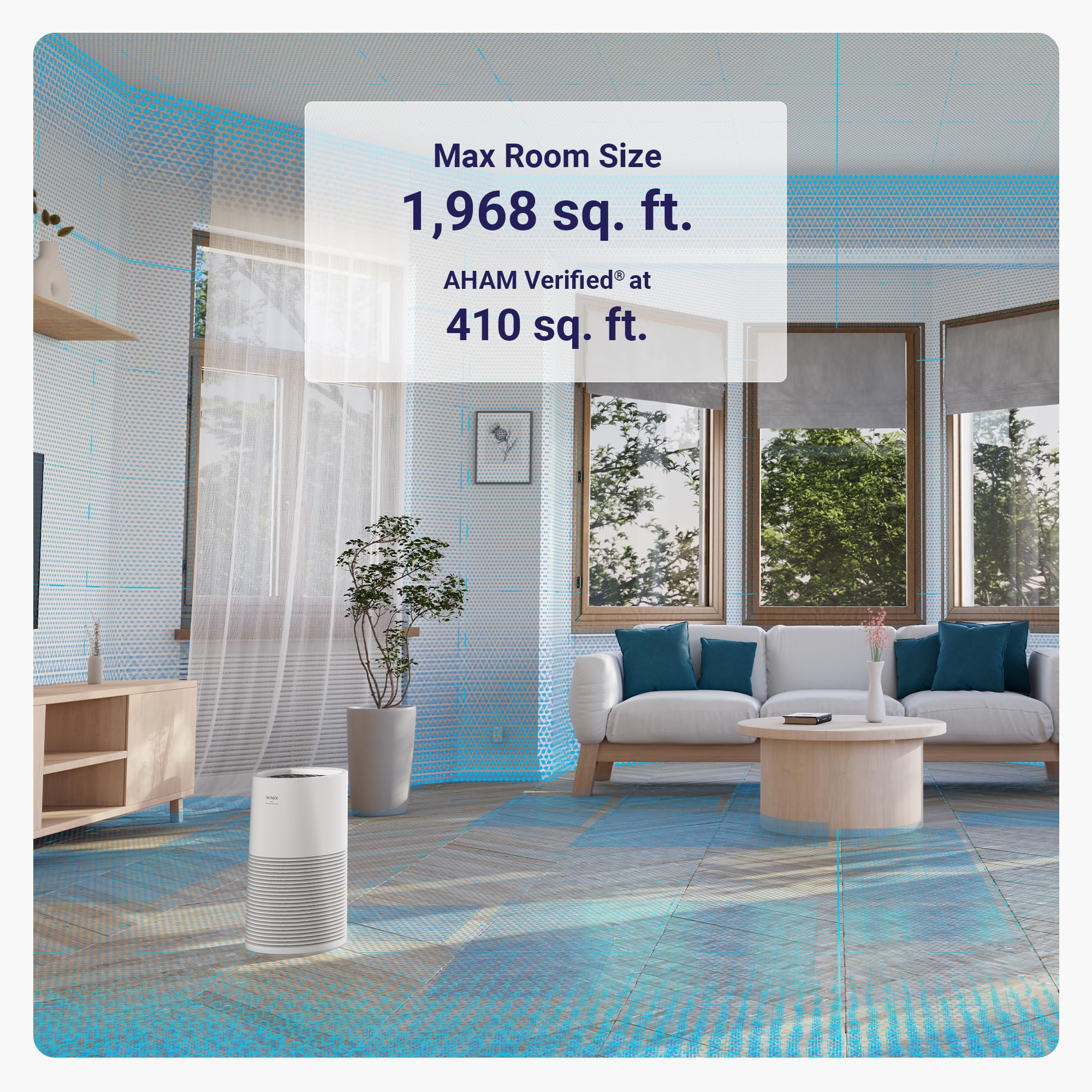 WINIX AT40 - Purificatore d'aria con 2 anni di filtri, per ambienti extra large fino a 1968 m² in 1 ora, con monitor della qualità dell'aria, True HEPA, filtro a carbone e modalità automatica, cattura