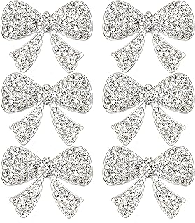 6PCS Full Rhinestone Bow Alloy Studded Bow Tie Decoration Handmade Bags Phone Case Accessories Hole Shoes Hair Accessories DIY Home Embellishments