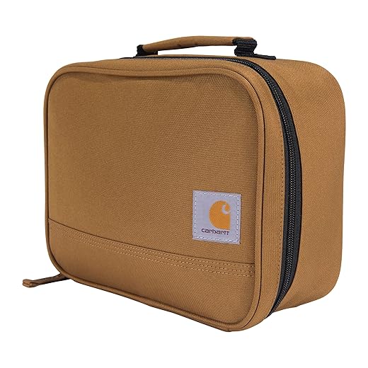 Carhartt Insulated 4 Can Lunch Cooler, Fully Insulated, Durable Water Resistant Cooler, Essential Lunch Cooler (Carhartt Brown)