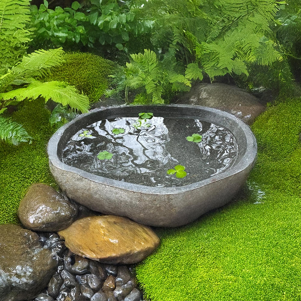 Amazon.co.jp: 水鉢 石 つくばい 手水鉢 和風 庭 庭園 蹲 坪庭 和