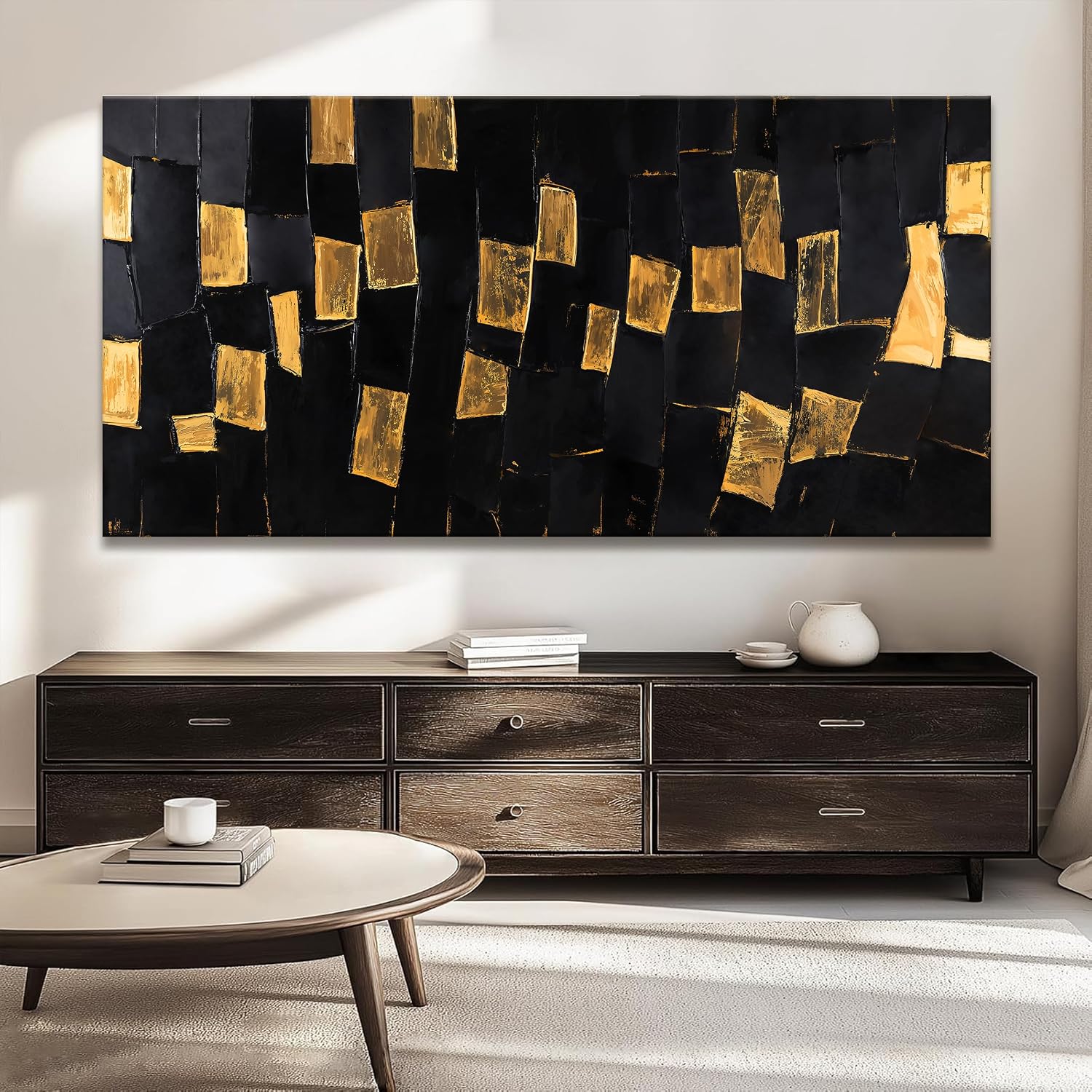 Canvas Art Wall Decor Abstract Wall Art Pictures For Living Room Large Abstract Wall Art Artwork for Walls Canvas Wall Art Decor Black And Gold Wall Art Bedroom Office Aesthetic Wall Decor 29" X 58"
