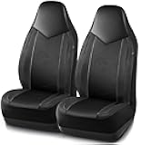 Leather Car Seat Covers, Sports Carbon Fiber & Mesh Design, High-Back Two Front Set, Waterproof Automotive Seat Covers, Airbag Compatible, Universal Fit for Most Cars (Black & Black)
