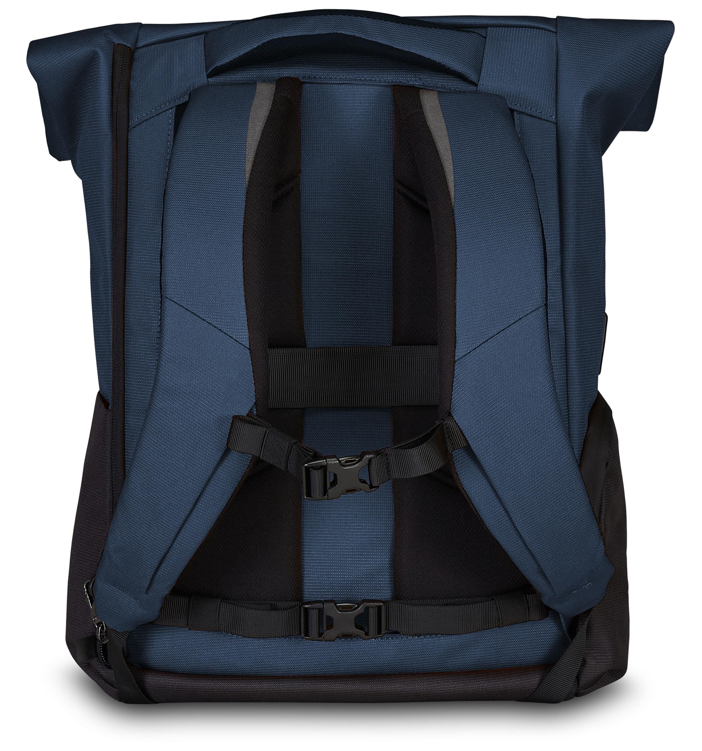 Invicta ZAINO Ufficio ACT FOLD, Zaino monoscomparto roll-top con fondo rinforzato, Blu, Nastro per alloggiamento asta trolley, Tasca Interna Porta PC, Zaino Ufficio e Viaggo