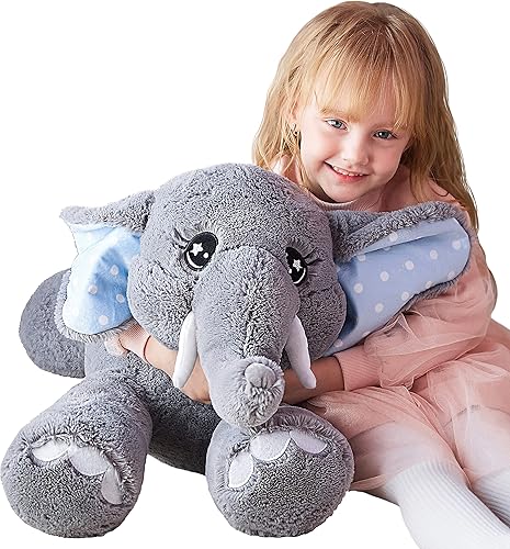 IKASA Juguete de peluche de elefante grande elefante gigante juguete grande jumbo 29 pulgadas tamaño enorme lindo peluche esponjoso de gran tamaño