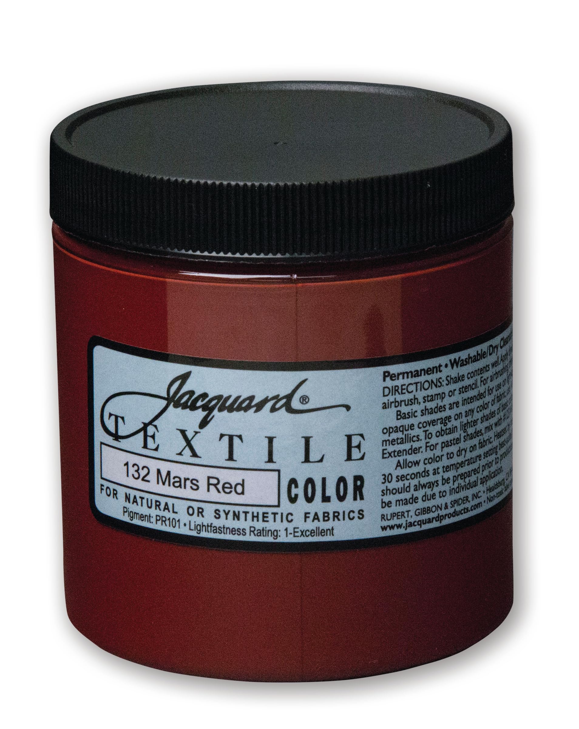 Jacquard Fabric Paint for Clothes - 8 Oz Textile Color - Mars Red - Leaves Fabric Soft - Permanent and Colorfast - Professional Quality Paints Made in USA - Holds up Exceptionally Well to Washing
