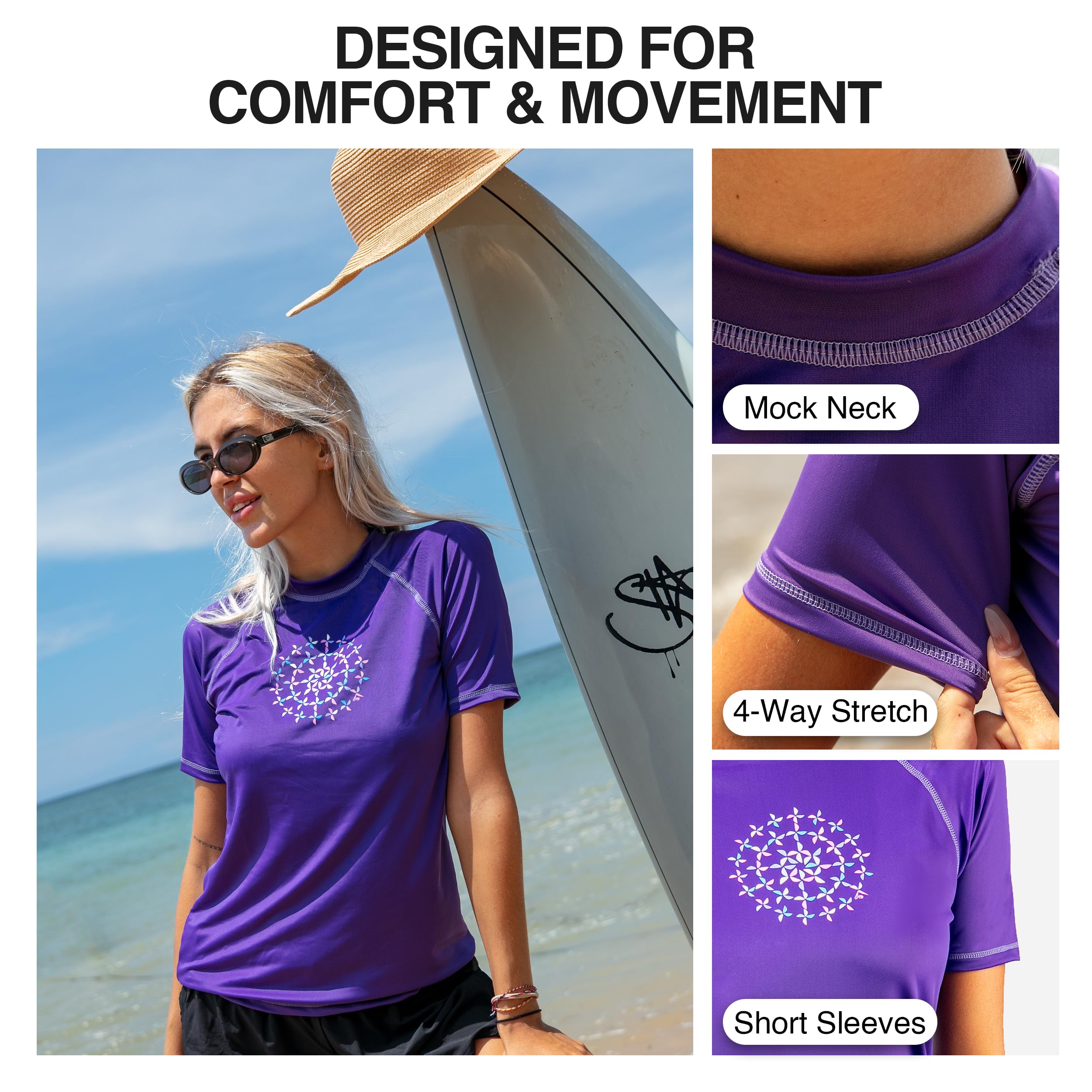 Kanu Surf Damen Audrey Kurzärmeliges Rashguard & Workout-top mit Lsf 50+ Rash-Guard-Shirt (1er Pack)