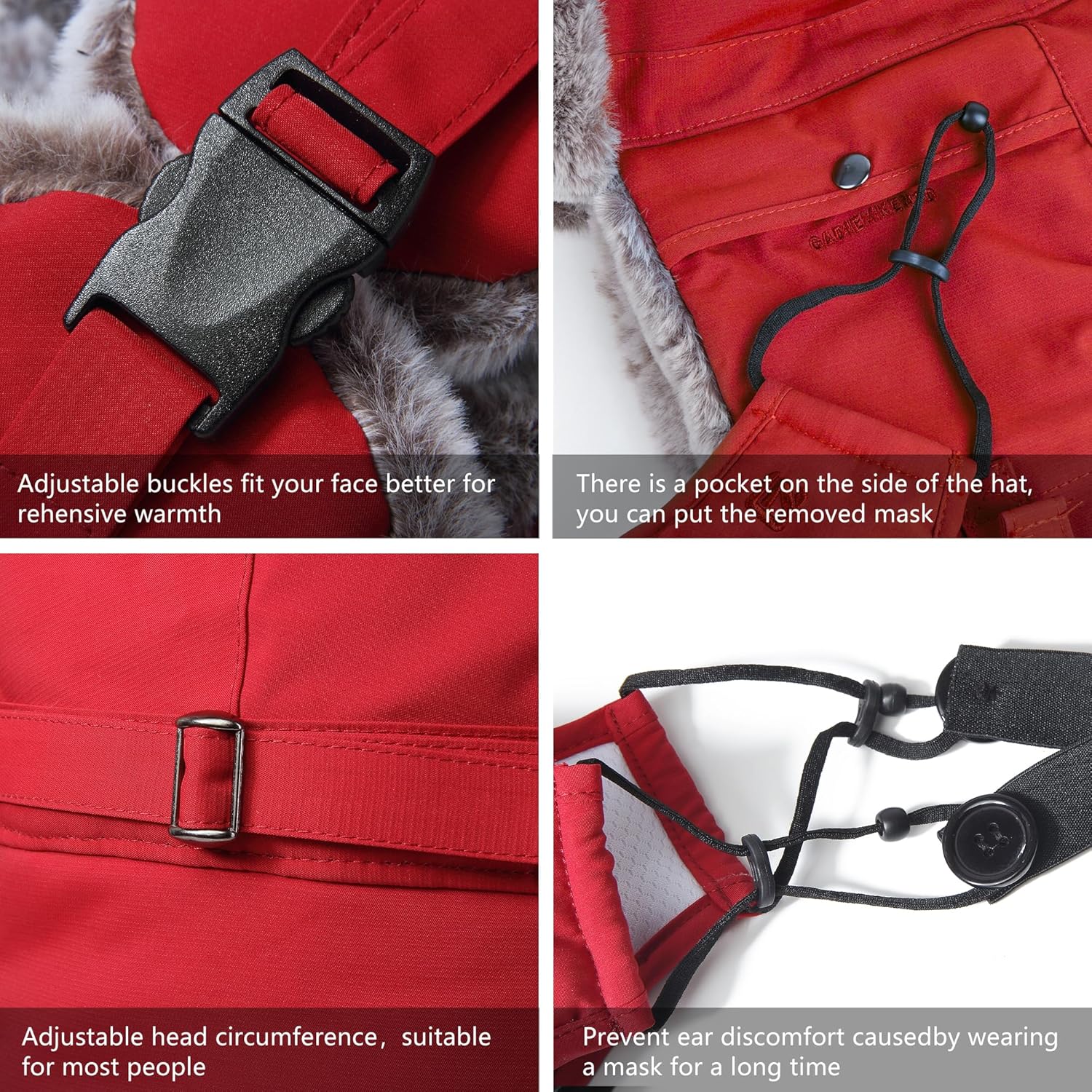 GADIEMKENSD Winter Trapper Hat with Ear Flap Chin Strap and Windproof Mask - Image 6