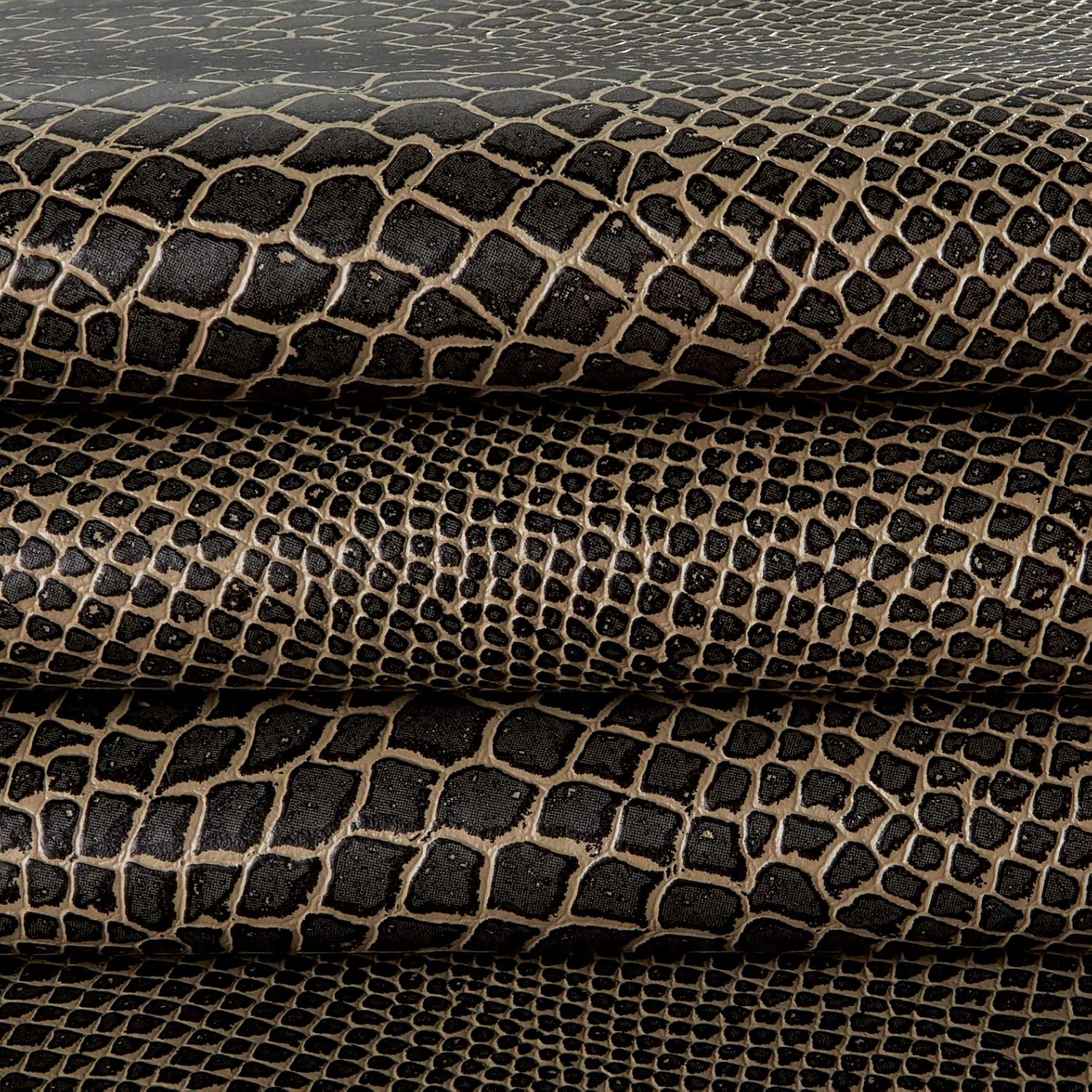 Faux Leather Lizard Black, Fabric by the Yard
