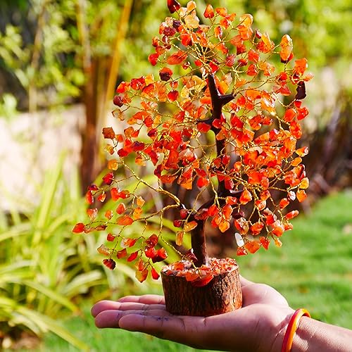 Miniatura 2 de Colgante de árbol de la vida bonsái de cornalina, cristal curativo de chakras, decoración del hogar, sala de estar, buena suerte, regalo de oficina,