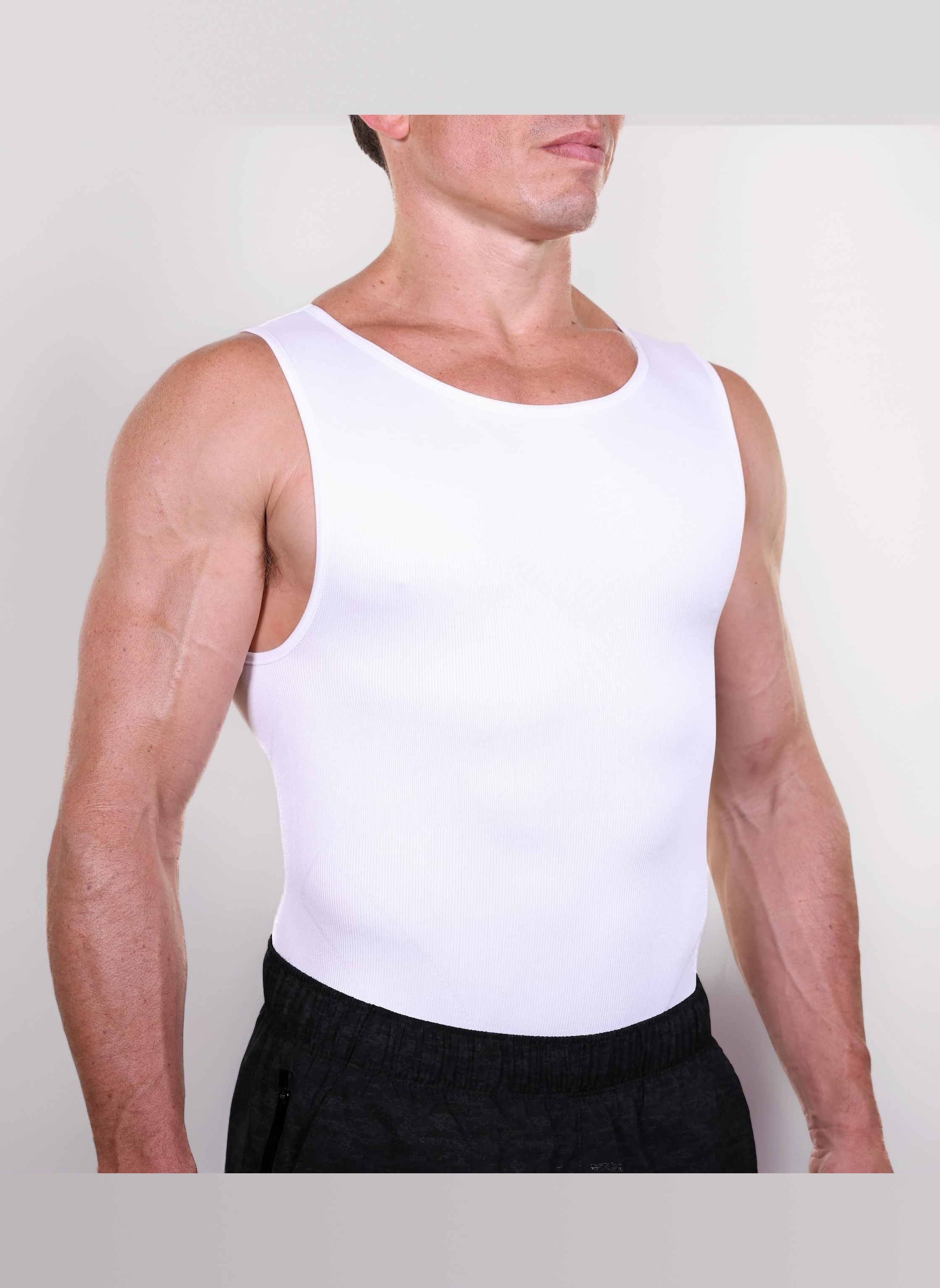 Esteem Apparel EliteSlim Men's Compression Shirt to Hide Gynecomastia Abs Chest Stomach Slimming Shapewear
