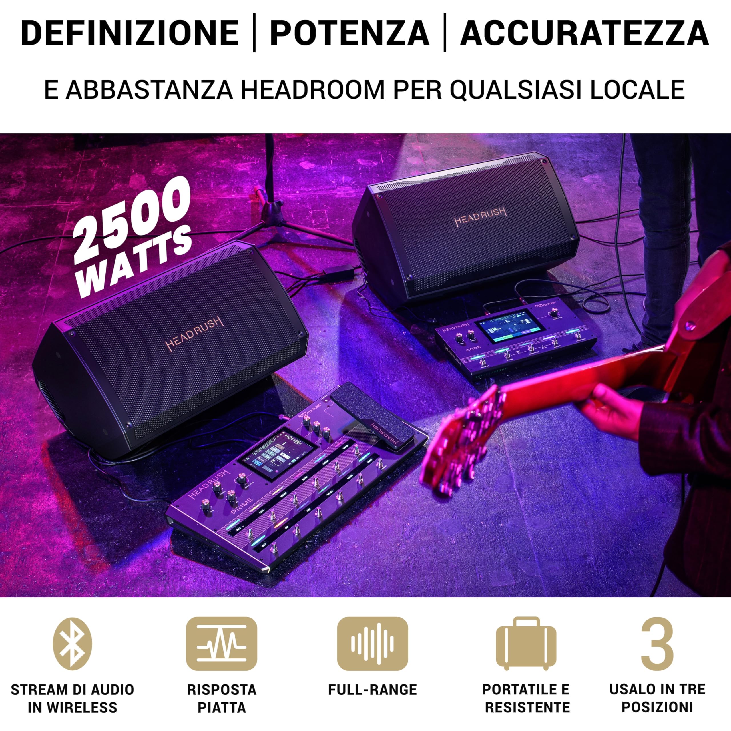 HeadRush Prime e FRFR112 MK2 - Pedaliera multieffetto per chitarra e voce, e 12-inch ampli da 2500W per chitarra e basso con Bluetooth