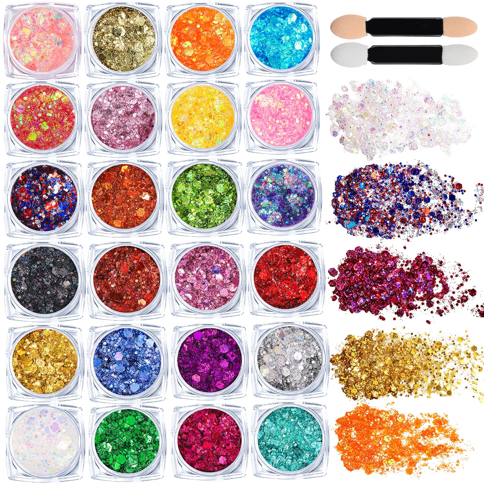 Teenitor 24 Colors Body Glitter Face Glitter Gel Set,5g*24 Hair Glitter Gel