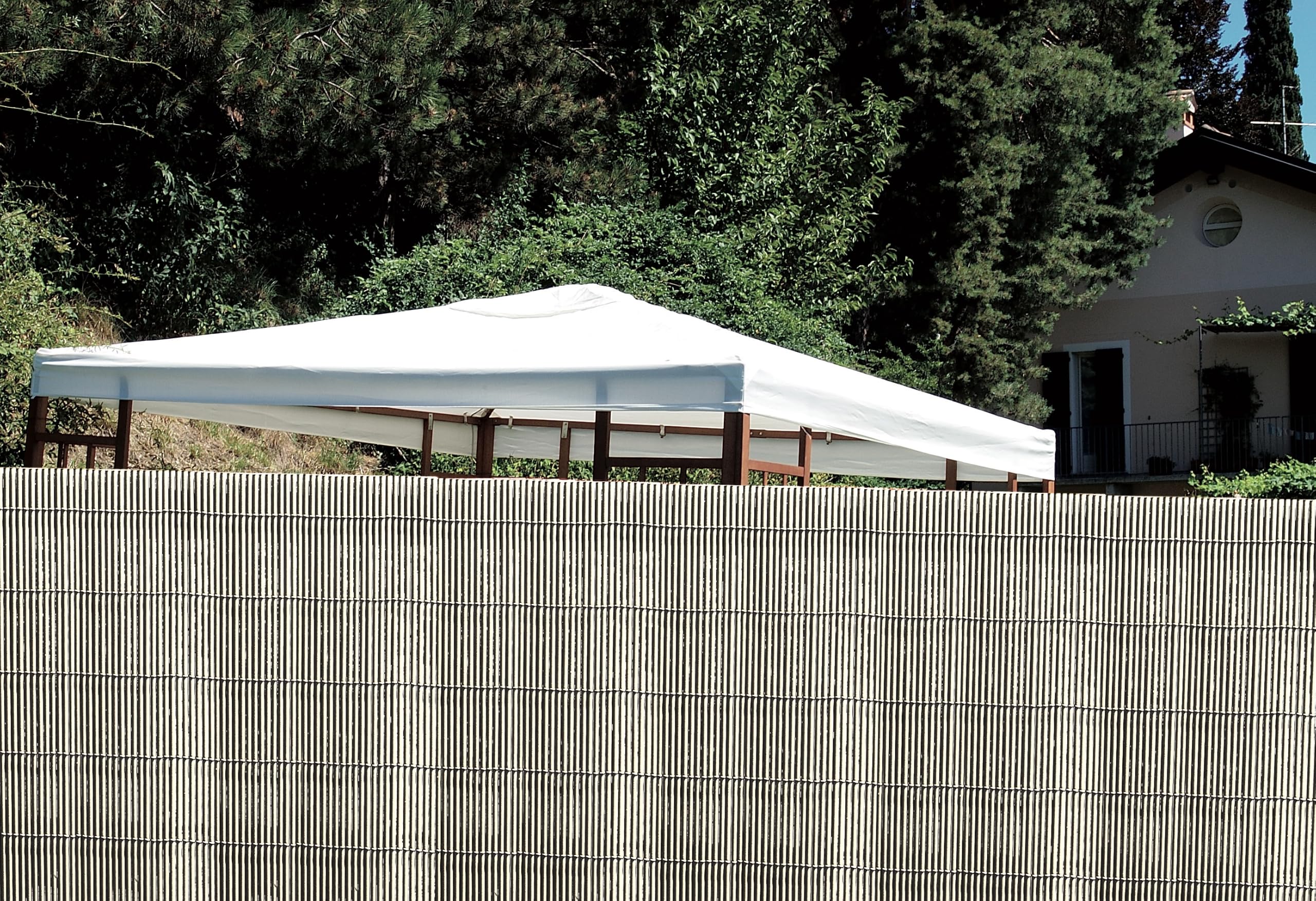 Canniccio sintetico effetto bambù bianco schermante UV design moderno per balconi e giardino Rotolo 5 m, varie altezze – FENCESHOP - H. 100 cm