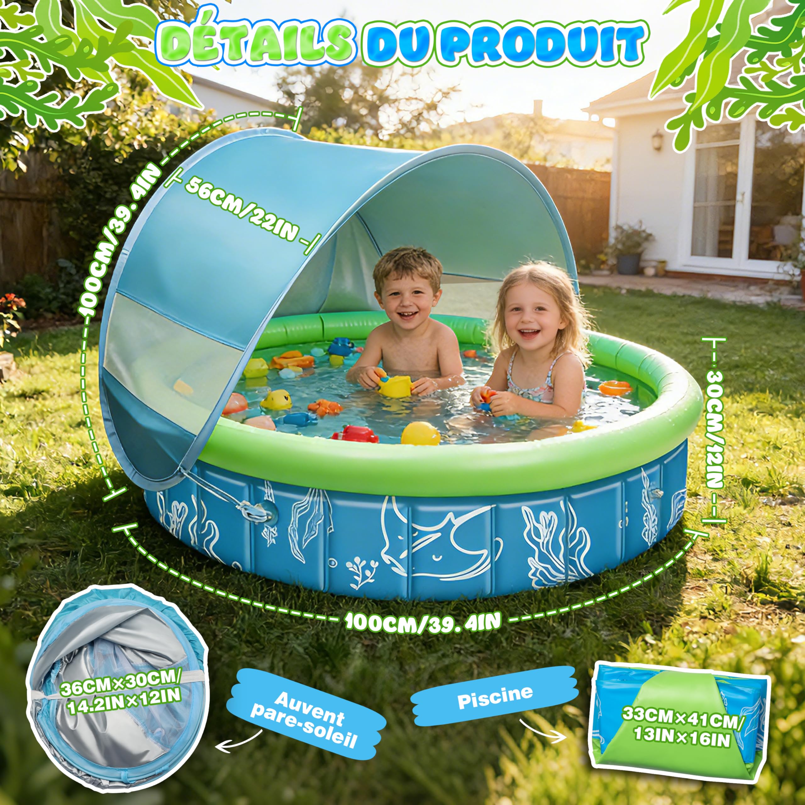 Namiot Plażowy dla Dzieci 4w1 100x30 cm Anti UV SPF50+ z Moskitierą i Daszkiem