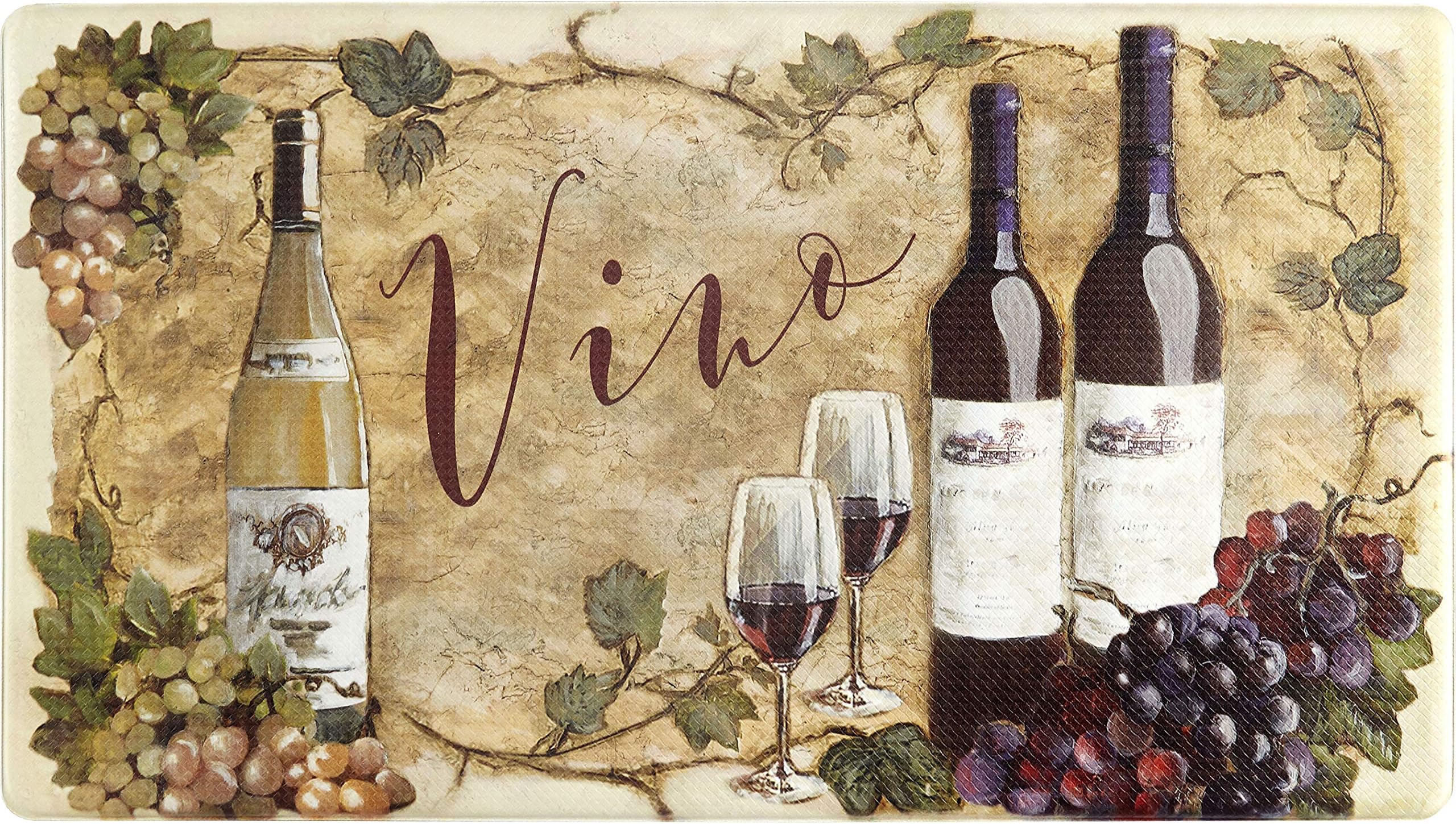 J&V TEXTILES Anti Fatigue Kitchen Mat - Kitchen Mat Cushioned Anti Fatigue, Kitchen Floor Mats Cushioned, Non Slip Waterproof Mat Standing Desk, 20x36x1/2 inches (Vino 10438)