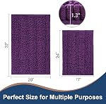 Non Slip Thick Shaggy Chenille Bathroom Rug Sets 2 Piece, Thickened Hot Melt Rubber Bottom Bath Mats for Bathroom, Bath Rugs Quick Dry Machine Washable for Shower (Plum, 32"x20" Plus 17"x24")