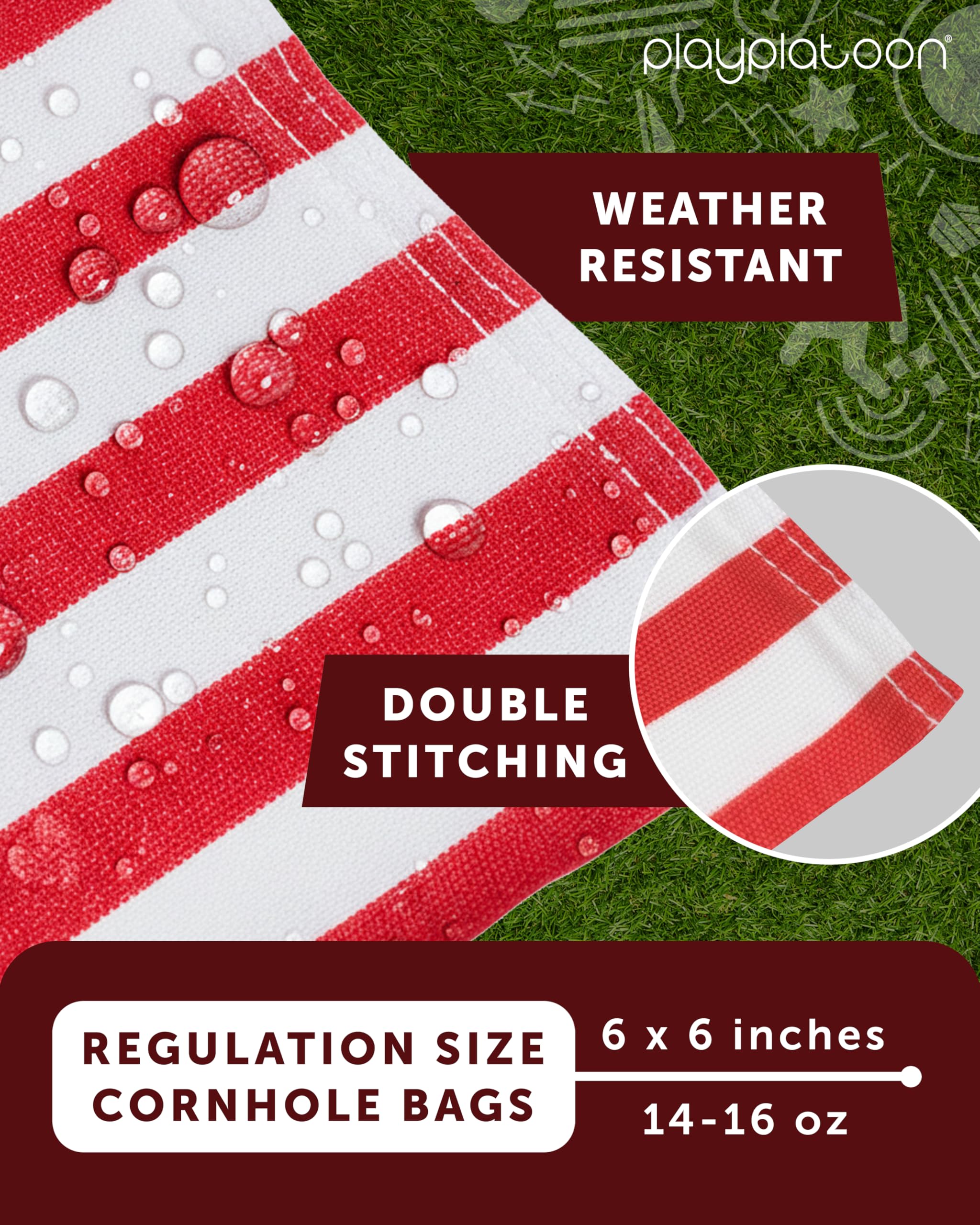Play Platoon Weather Resistant Duck Cloth Cornhole Bags - Red And Black (Set Of 8)