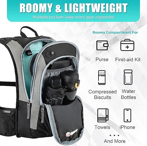 Miniatura 3 de MIRACOL Mochila de hidratación para agua  Paquete de agua con bolsa de agua de 2 L  Mochila de hidratación Hydropack para correr, ciclismo,