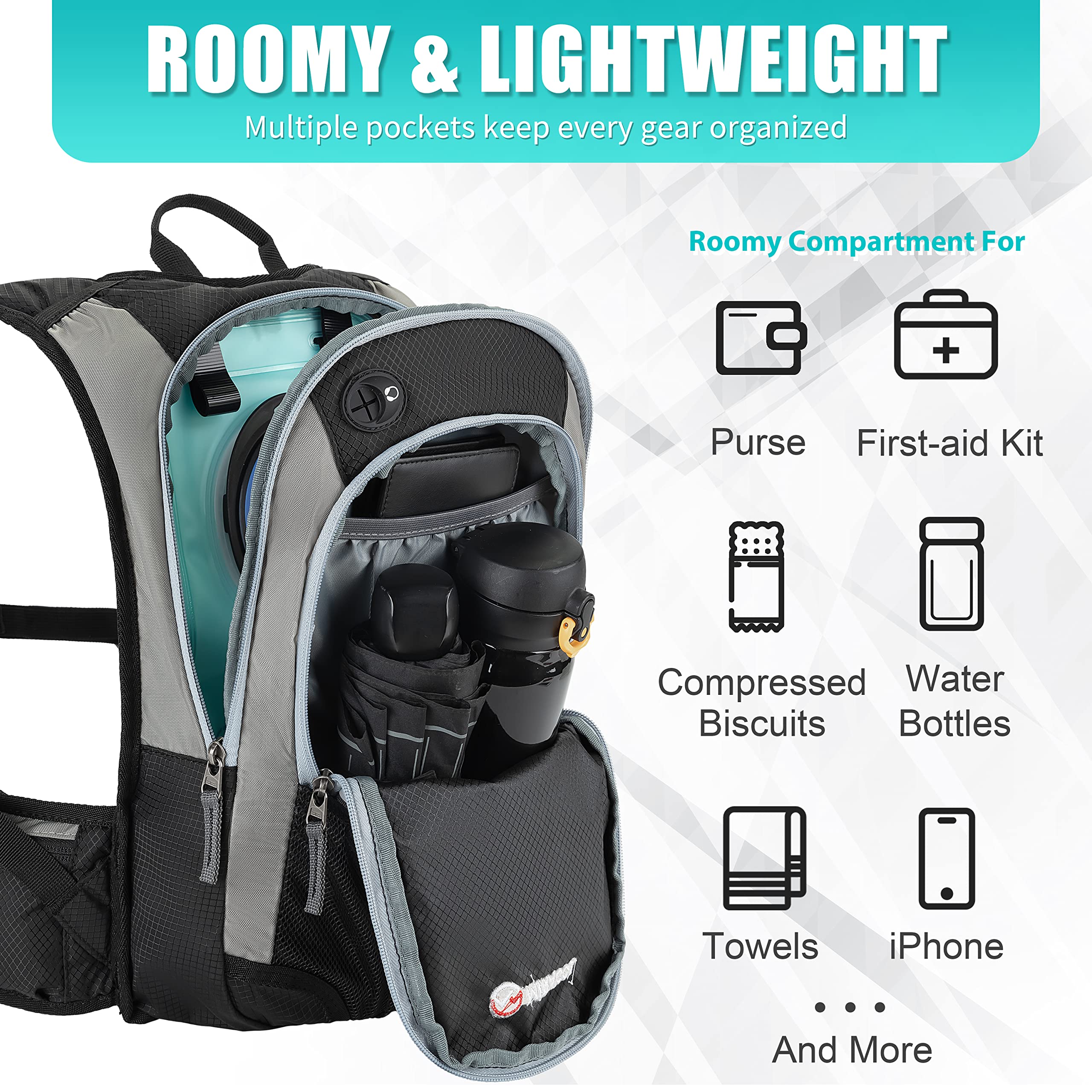 Miracol Trinkrucksack mit 2 l Wasserblase – Thermo-Isolierpack hält Flüssigkeit bis zu 4 Stunden kühl – Beste Ausrüstung im Freien zum Laufen, Wandern, Radfahren und vieles mehr
