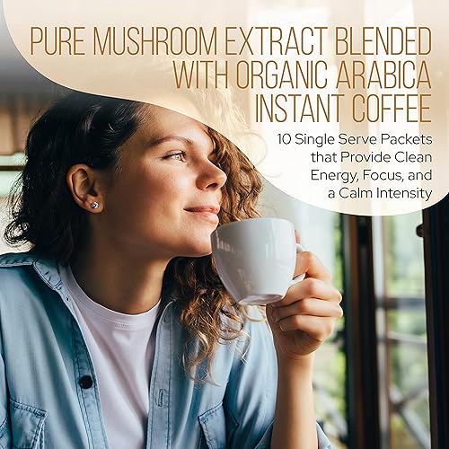 Miniatura 5 de La Republica - Café orgánico de hongos instantáneos, paquete de 10 porciones individuales (100% arábica colombiana, melena de león, reishi, chaga,