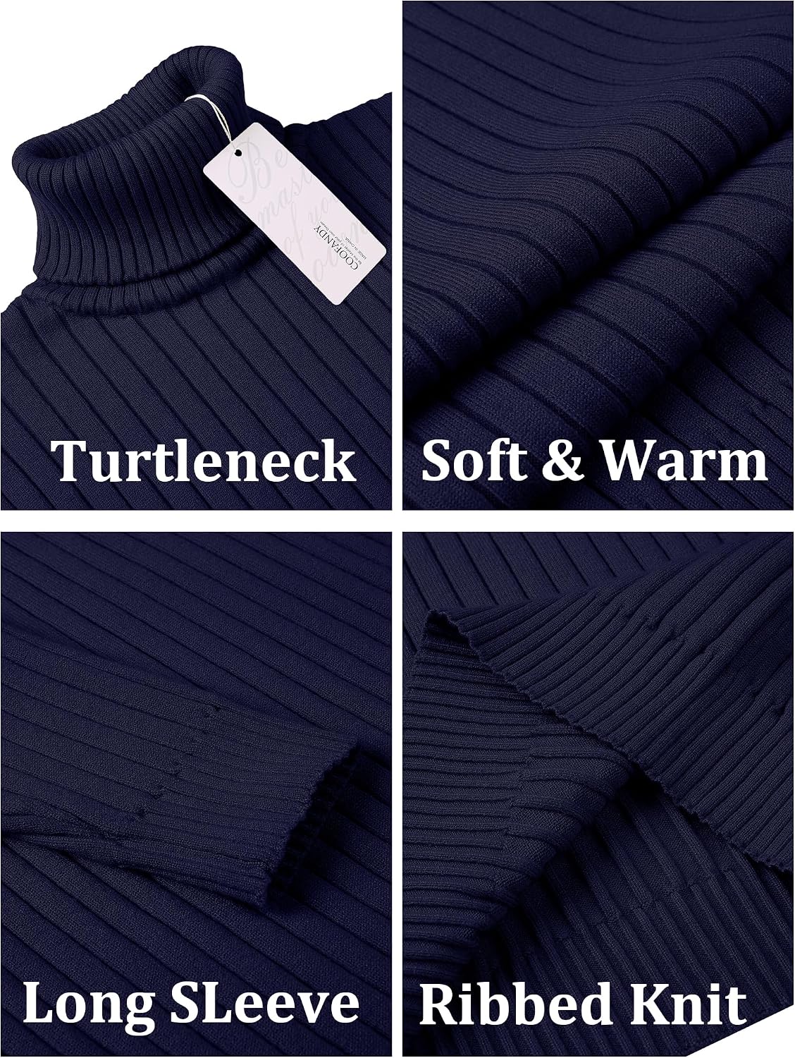 COOFANDY Men's Slim Fit Turtleneck Sweater Casual Pullover Sweater Lightweight Ribbed Sweater
