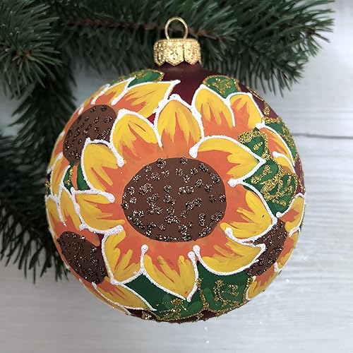 Adorno de bola de Navidad de vidrio pintado a mano de 3.9 pulgadas (3.9 in) adorno colgante para árbol de Navidad, adornos de árbol de Navidad para