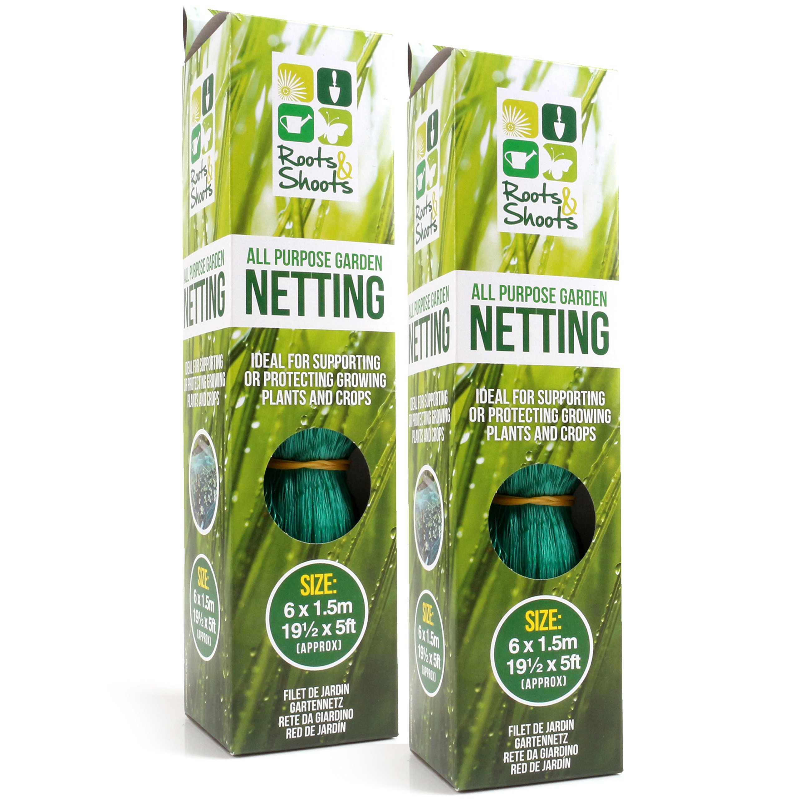 Roots & Shoots 2x All Purpose Garden Netting 6m x 1.5m Butterfly Bird Pigeon Protection Net for Vegetables, Crop, Plants, Flowers, Trees & New Seeds