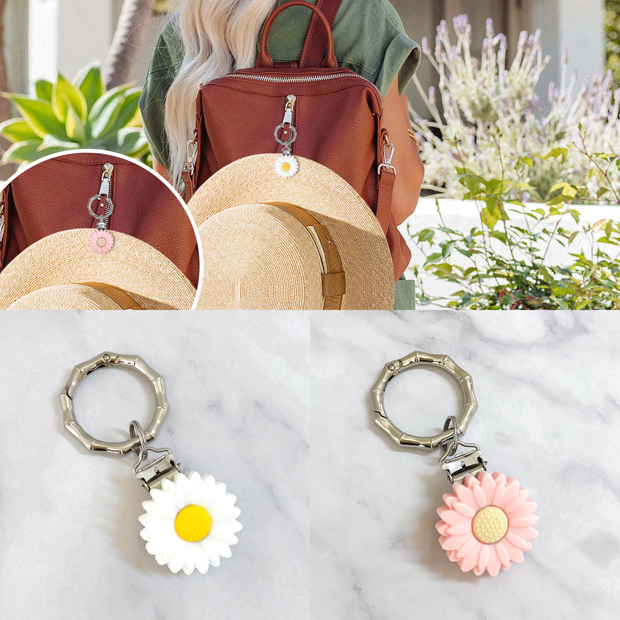 5889 Hat Clip For Travel, Silicone White Daisy Hands Free Practical Hat Clip Accessory Compact Daisy Travel Hat Clip  main image 2
