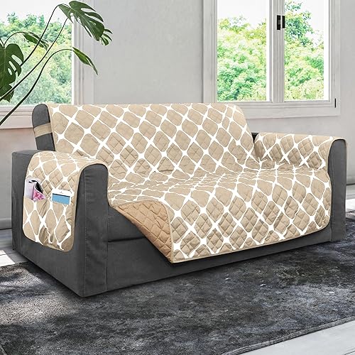 Elegant Comfort Protectores acolchados para muebles, diseño sólido e impreso, fundas reversibles con correas elásticas y bolsillos inteligentes,
