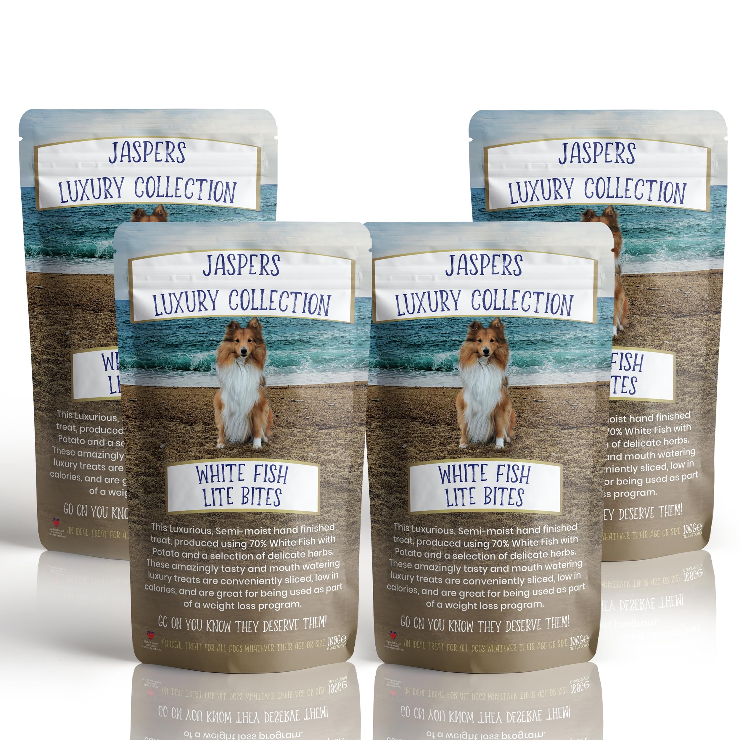 Simply Jasper’s White Fish Lite Bites Dog Treats – Light and Nutritious Air-Dried White Fish Snacks, Grain-Free Dog Food, Great for Training or Everyday Treats - 4 x 100g