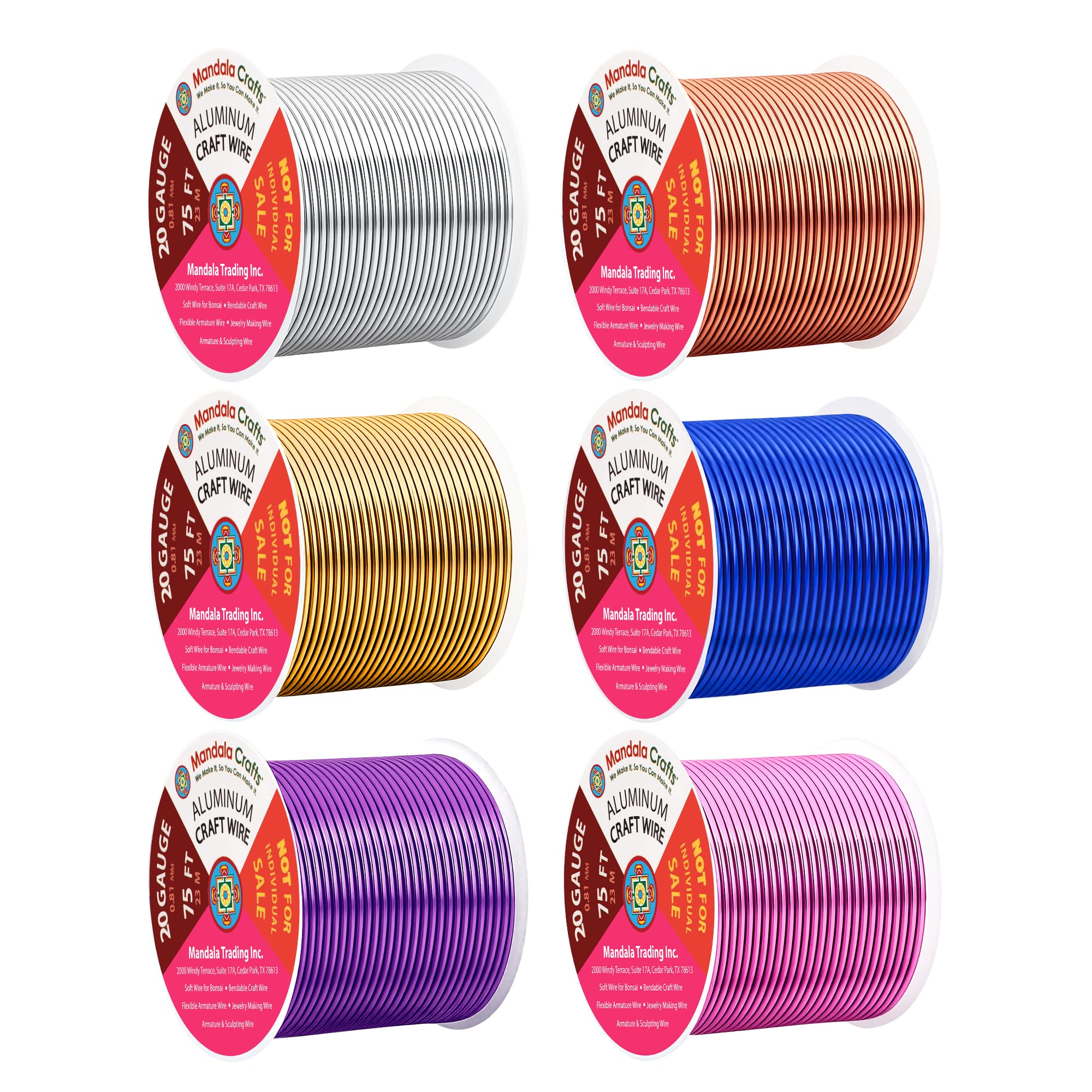 Mandala Crafts 20 GA Gold Blue Purple Assorted Anodized Aluminum Craft Wire