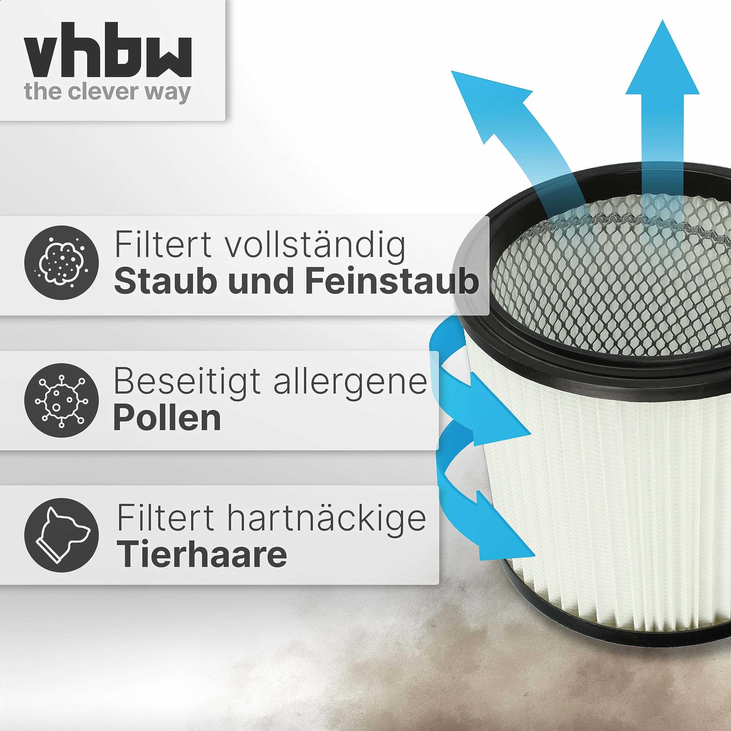 vhbw 10x Faltenfilter kompatibel mit Variolux Cleanstar Staubsauger | Patronenfilter Weiß