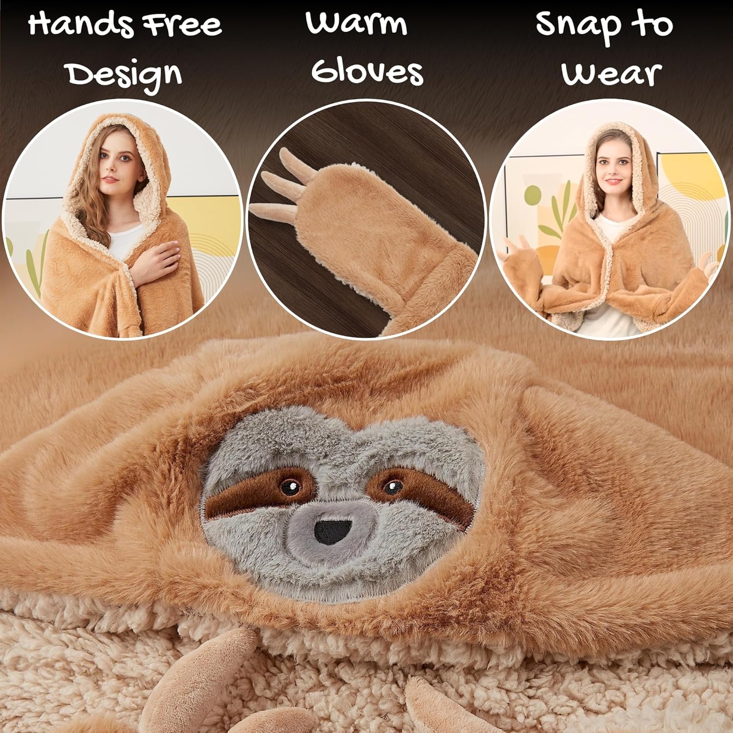 Ultra Soft Wearable Blanket Hoodie for Adults & Kids - Wearable Blanket Hoodie with Sherpa Lining - Image 2