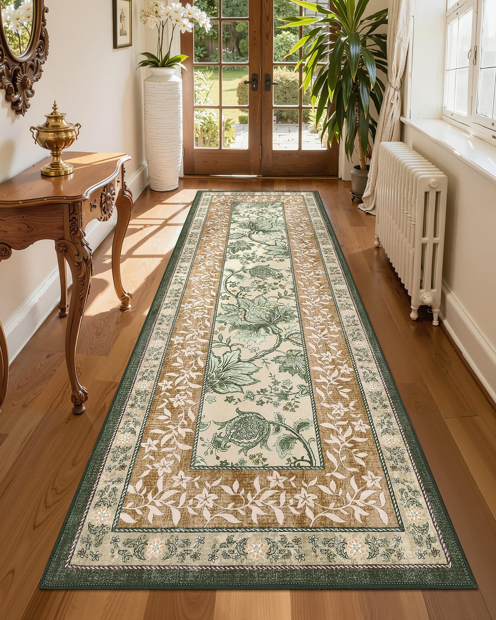 FairyStyle Vintage Brown Washable Runner Rug, 60 x 180 for Hallway