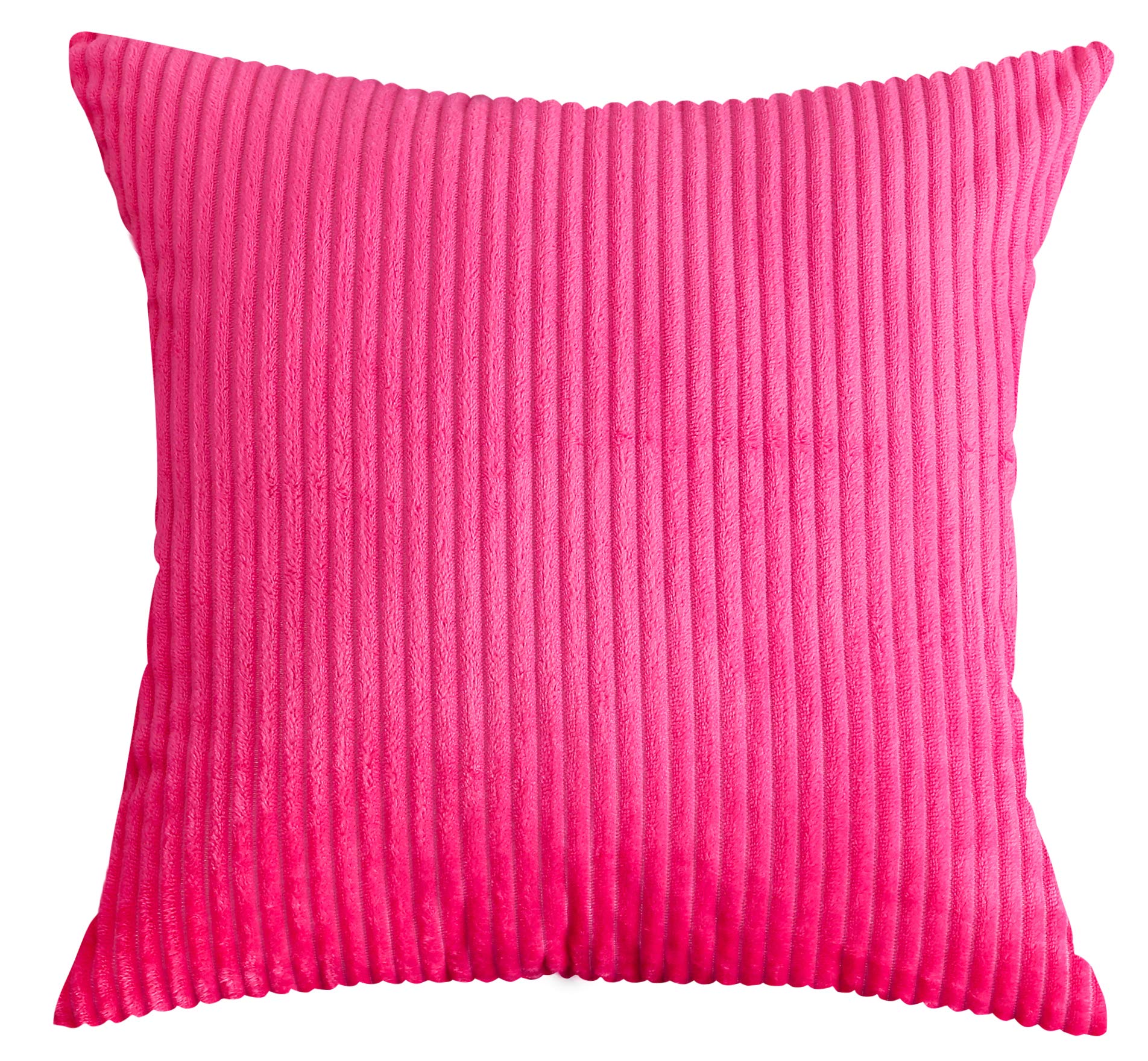 TangDepot, Set of 2 Solid Velvet Striped Corduroy Decorative Throw Pillow Covers, Square Pillow Covers - (16