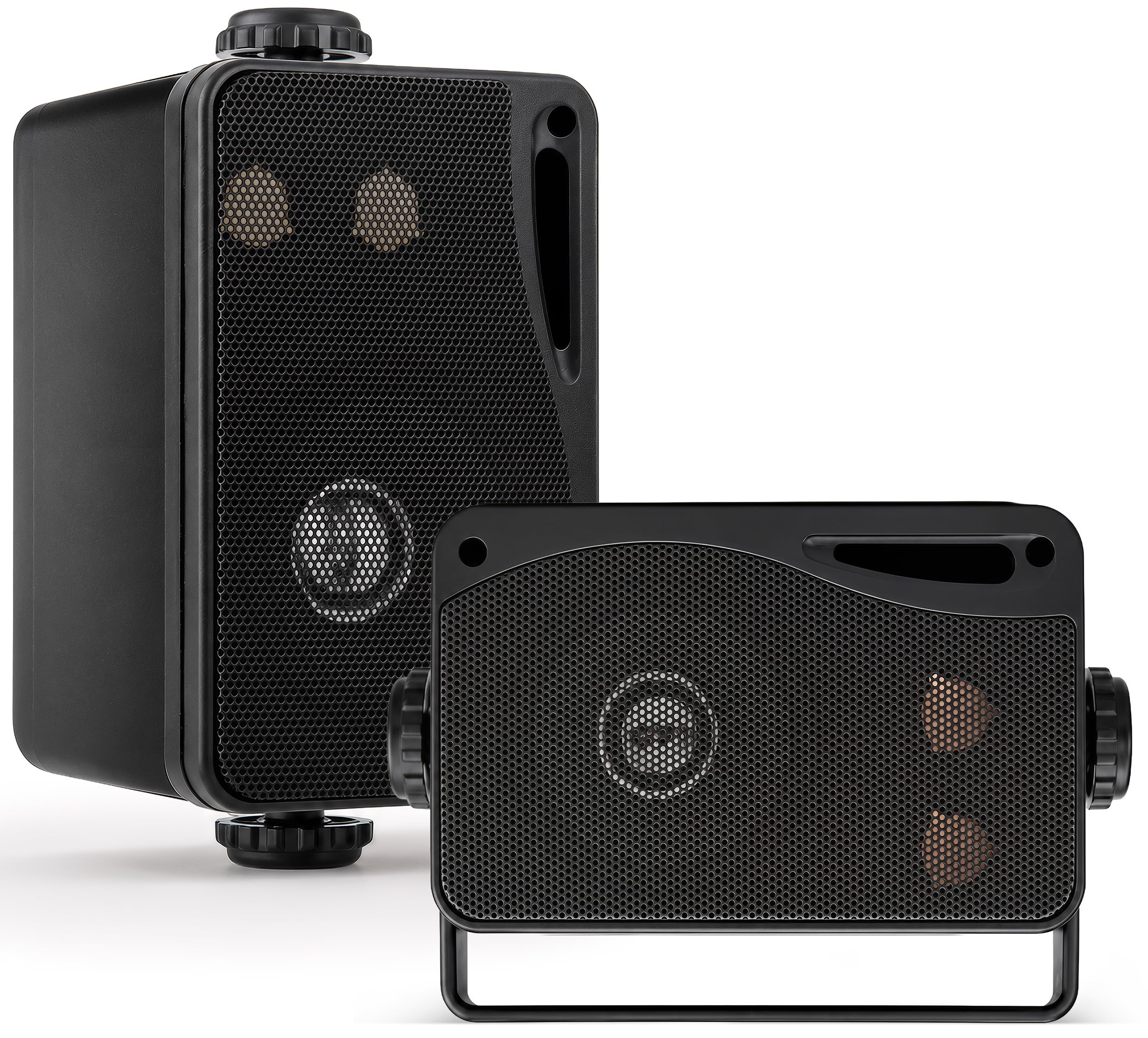 Pyle 200W Waterproof Outdoor Speaker | 3.5 Inch 3-Way Marine Speaker with Bass Reflex Vent, Rust-Proof Mesh Grills | Boat Speakers for Deck for Poolside and Marine Use, | Black-image-3