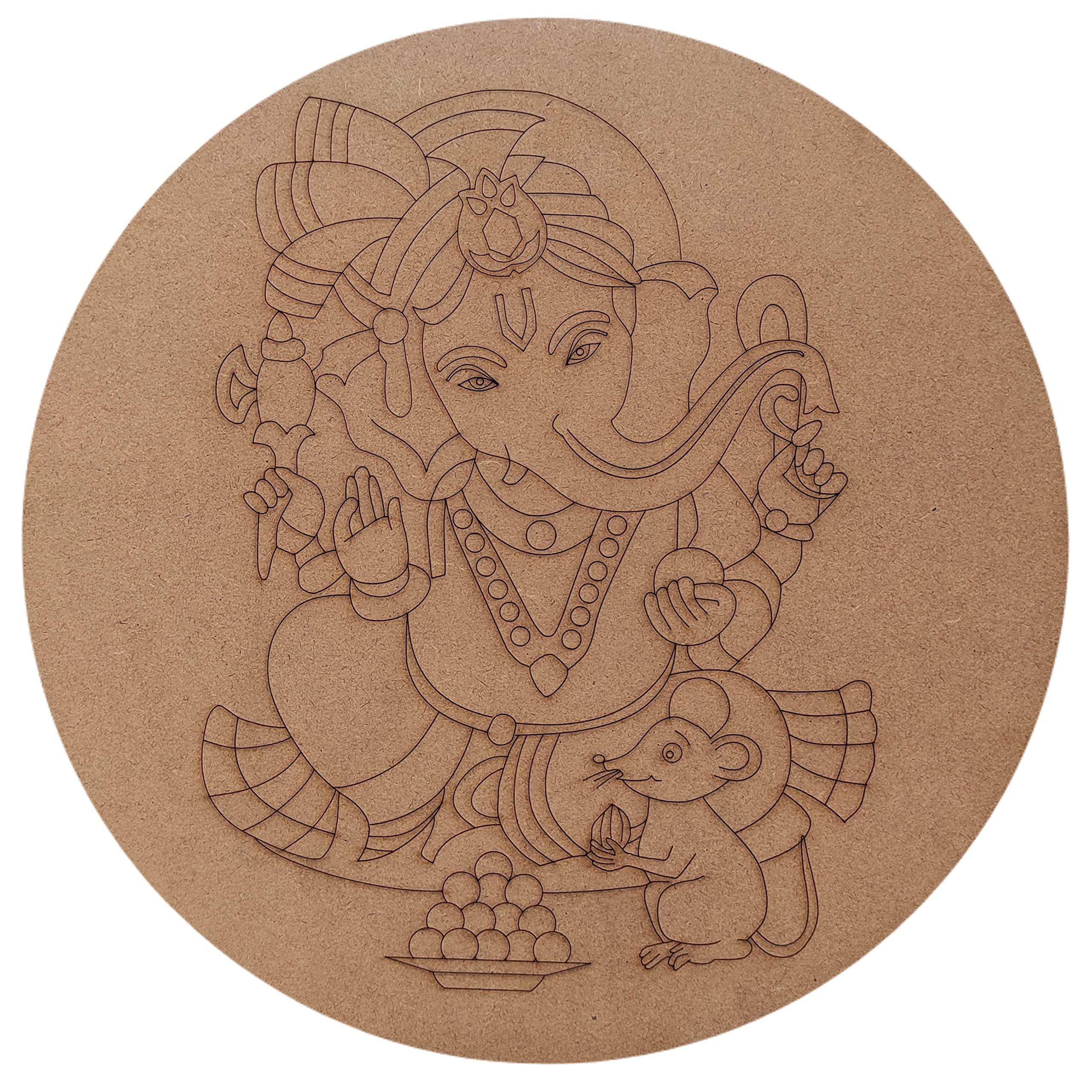 Lord Ganesha Mandala Design MDF Engraved Base 12 INCH main image 0